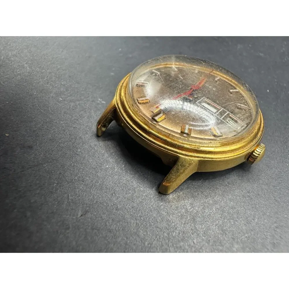 Vintage Timex Mercury Men Gold Tone Day Date Watch Manual Wind No Band